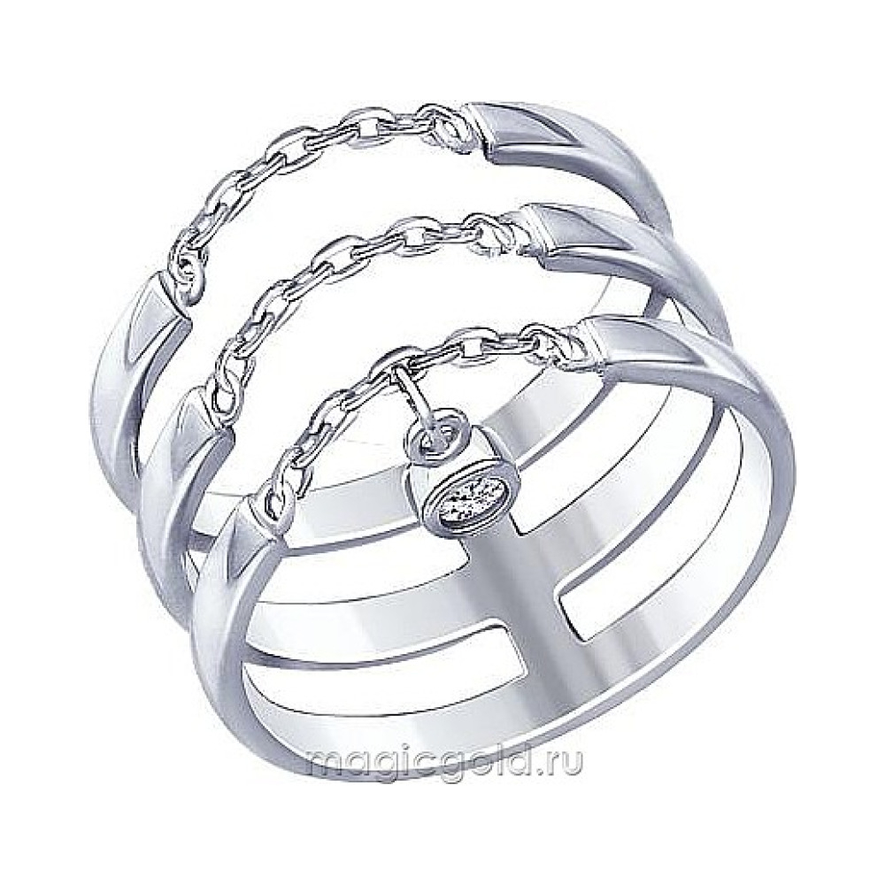 Серебряное кольцо с фианитом № 174359