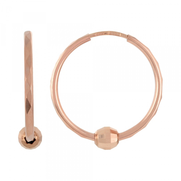 Золотые серьги без камня с алмазкой № 101593