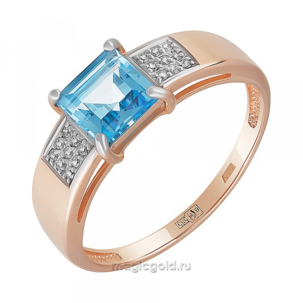 Золотое кольцо с топазом и фианитом № 164107
