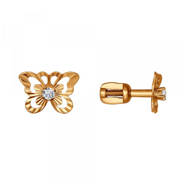 Пуссеты с фианитом и алмазкой № 159167