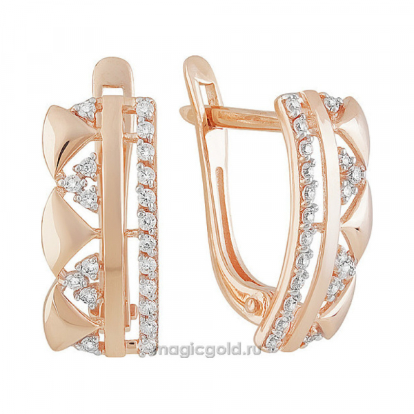 Золотые серьги с фианитом № 160792