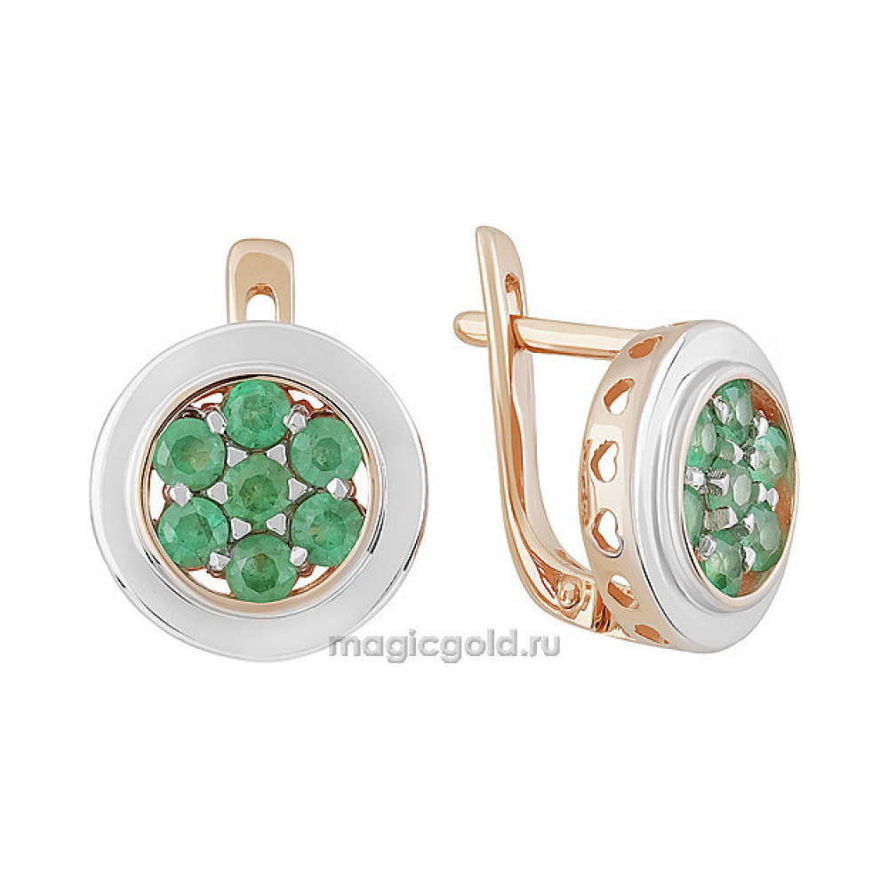 Золотые серьги с изумрудом № 155652