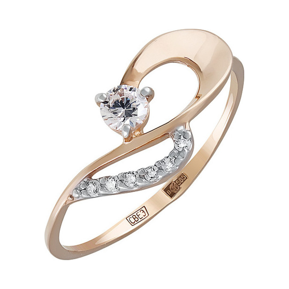 Золотое кольцо с фианитом № 134939