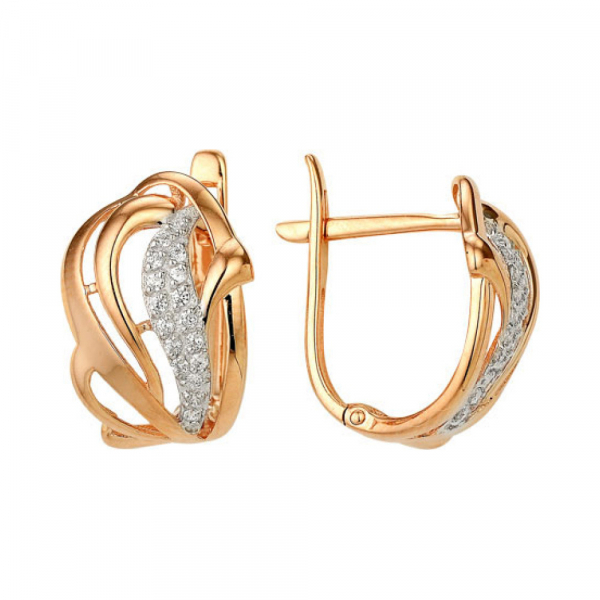 Золотые серьги с фианитом № 142266