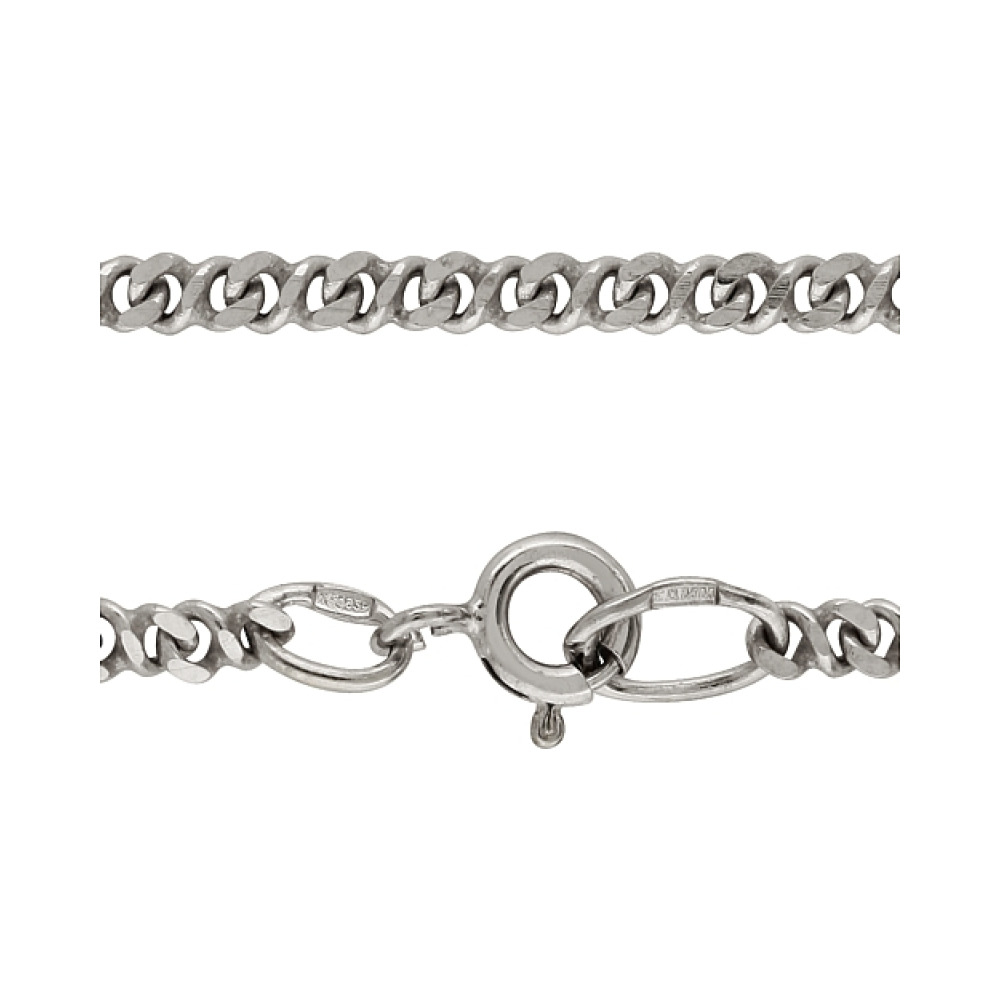 Серебряная цепь восьмерка панцирная граненая родированная № 100395