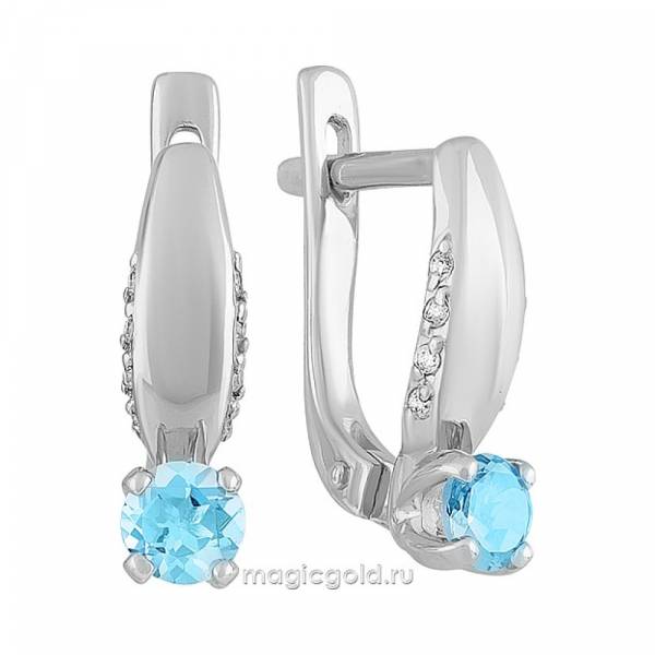 Золотые серьги с топазом и фианитом № 141017