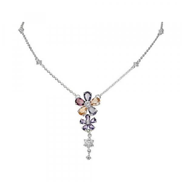 Серебряное колье с алпанитом и  фианитом  № 133603