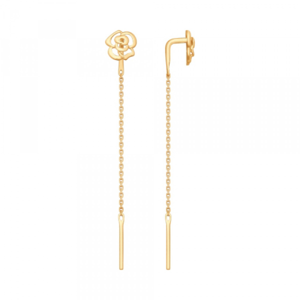 Золотые серьги без камня с алмазкой № 162761