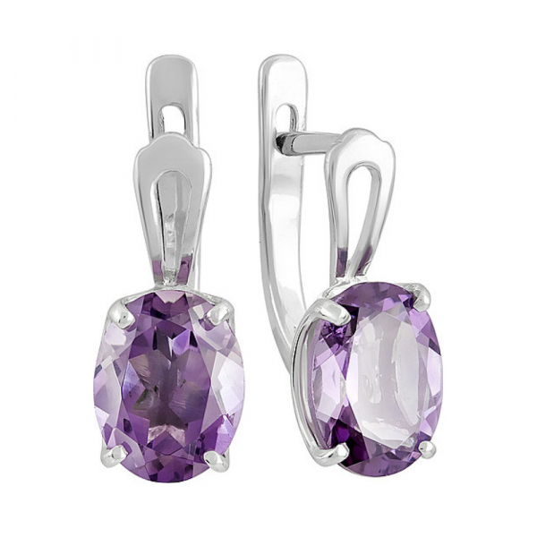 Серебряные серьги с аметистом № 132066