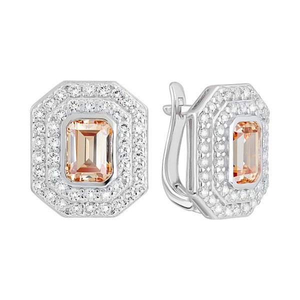 Серебряные серьги с фианитами № 127772