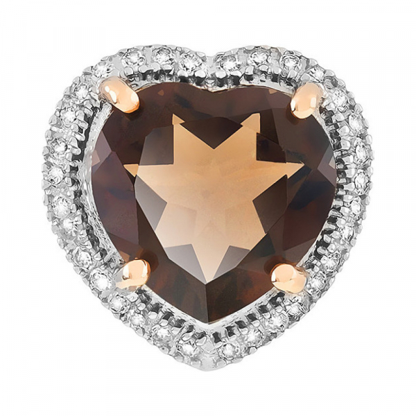 Золотая подвеска с бриллиантом и раухтопазом № 35321