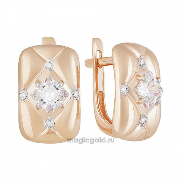 Золотые серьги с фианитом № 156105
