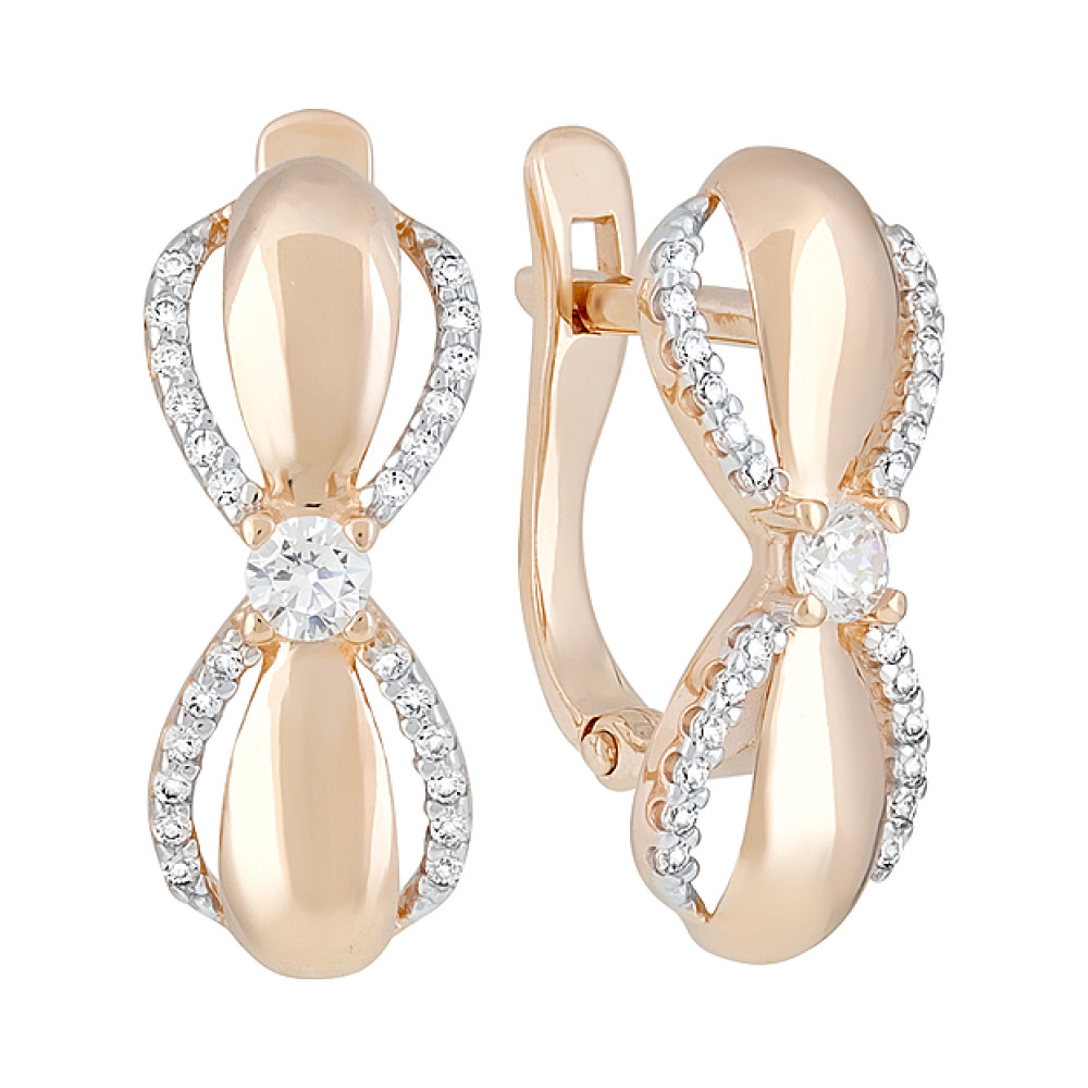 Золотые серьги с фианитами № 129191