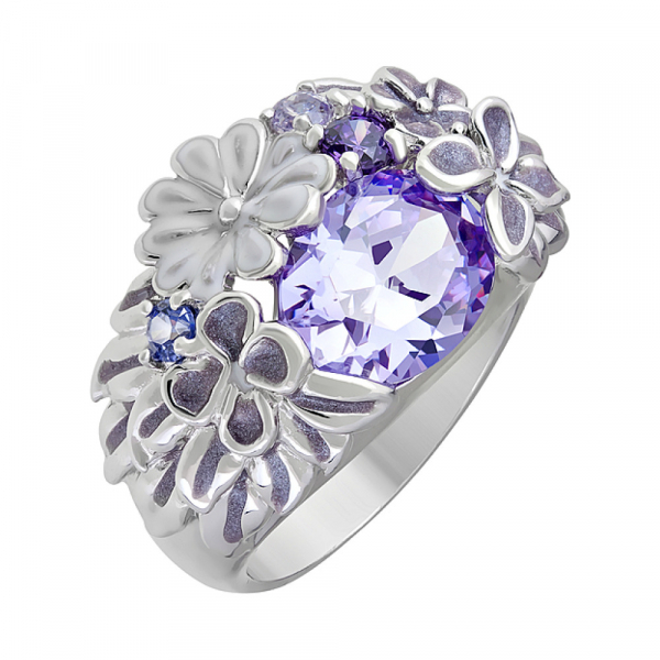 Серебряное кольцо с фианитом № 75150