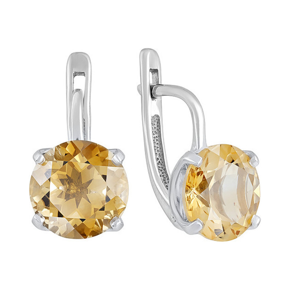 Серебряные серьги с цитрином № 132105