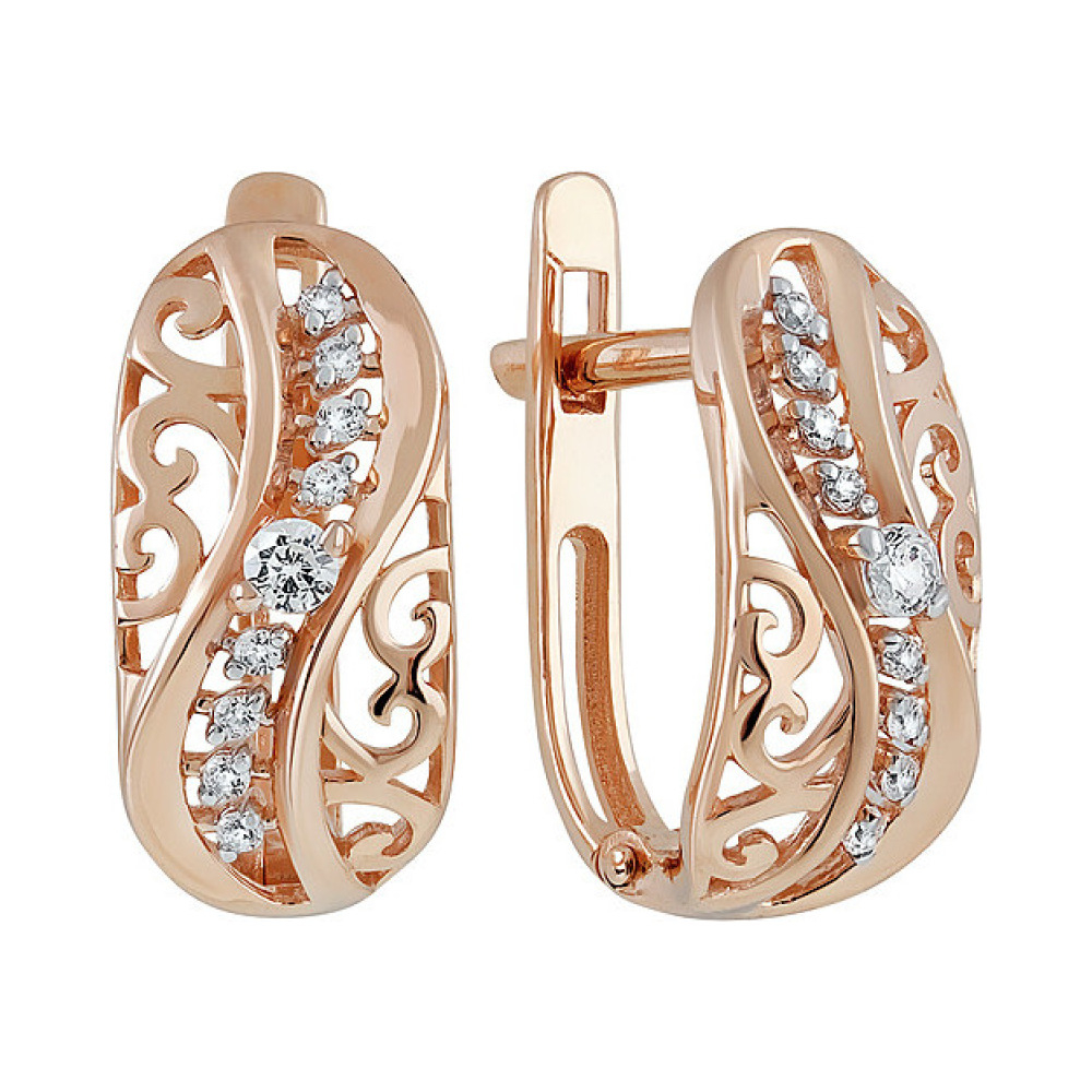 Золотые серьги с фианитом № 138191