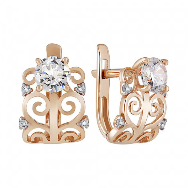 Золотые серьги с фианитом № 134403