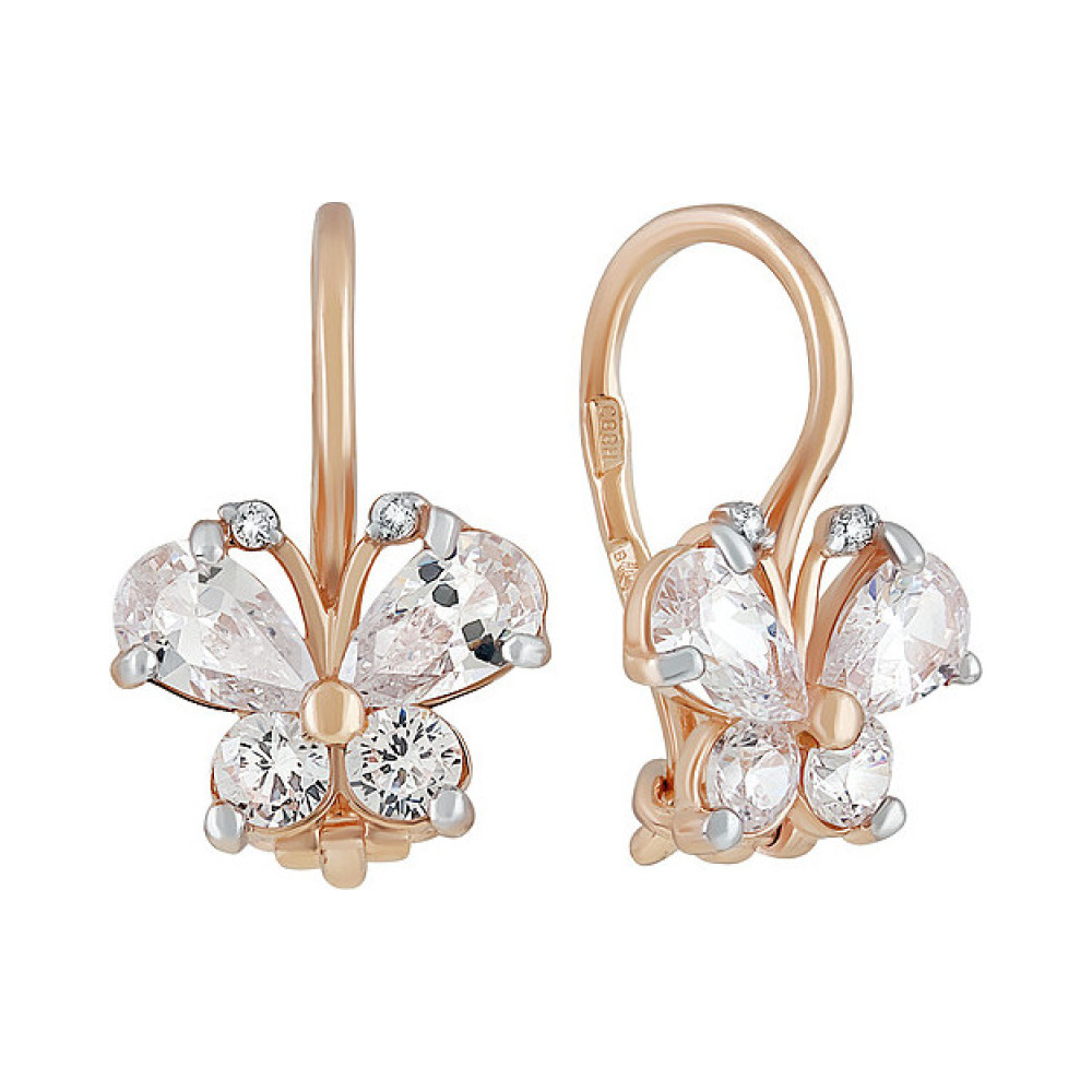 Золотые серьги с фианитом № 135887