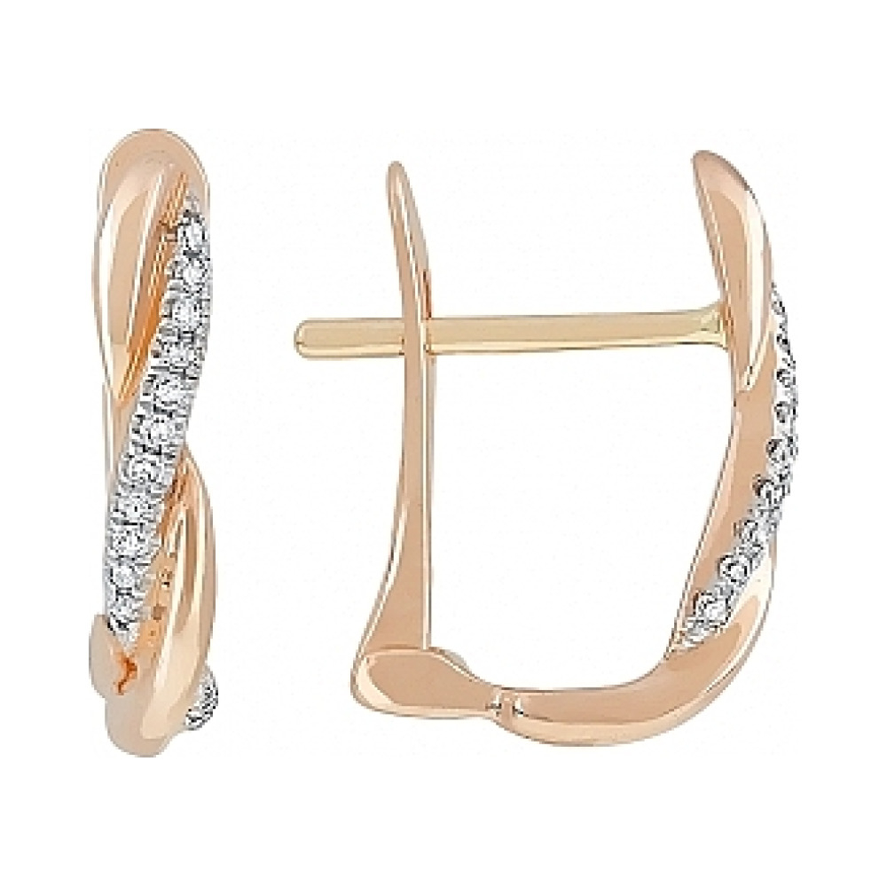 Золотые серьги с бриллиантом № 114819