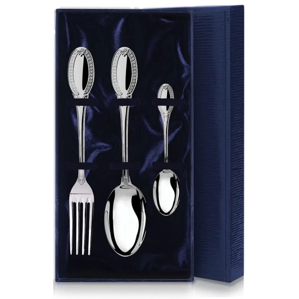 Набор столовый Император: вилка, ложка, чайная ложка с позолотой из серебра 925 пробы