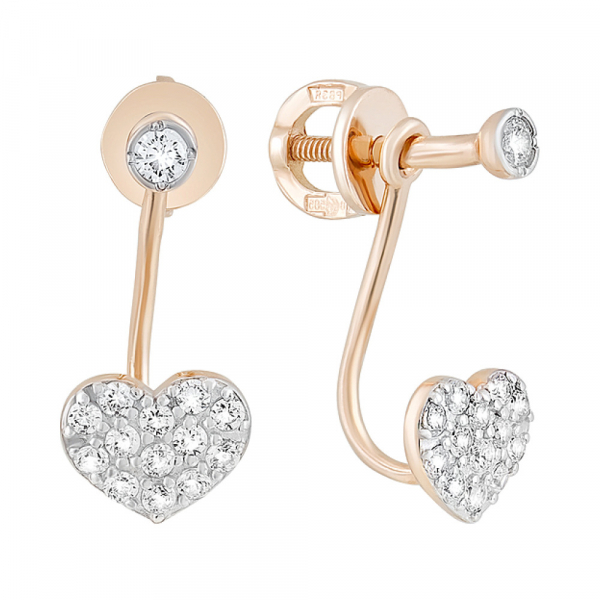 Золотые серьги с фианитами № 126786