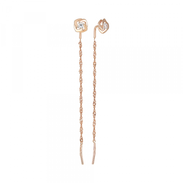 Золотые серьги с фианитом № 129262