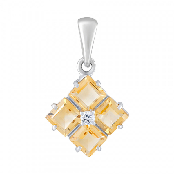 Серебряная подвеска с цитрином и фианитом № 124387