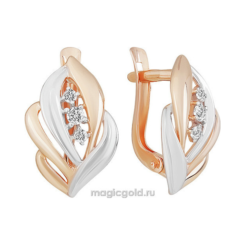Золотые серьги с фианитом № 155794