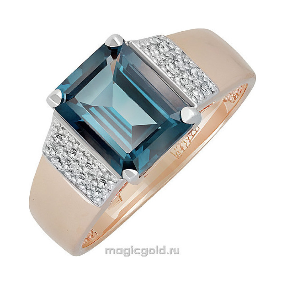 Золотое кольцо с топазом и фианитом № 139076