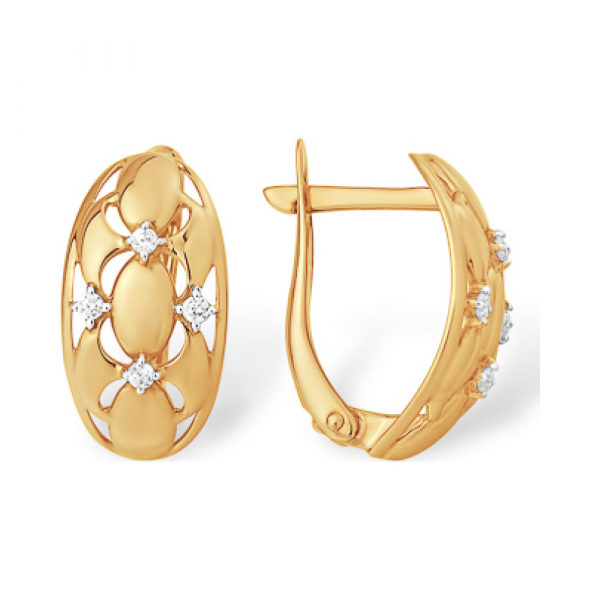 Золотые серьги с фианитом № 163211