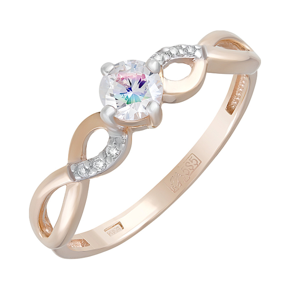 Золотое кольцо с фианитами № 124161