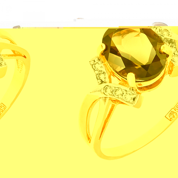 Золотые серьги с бриллиантом № 104718