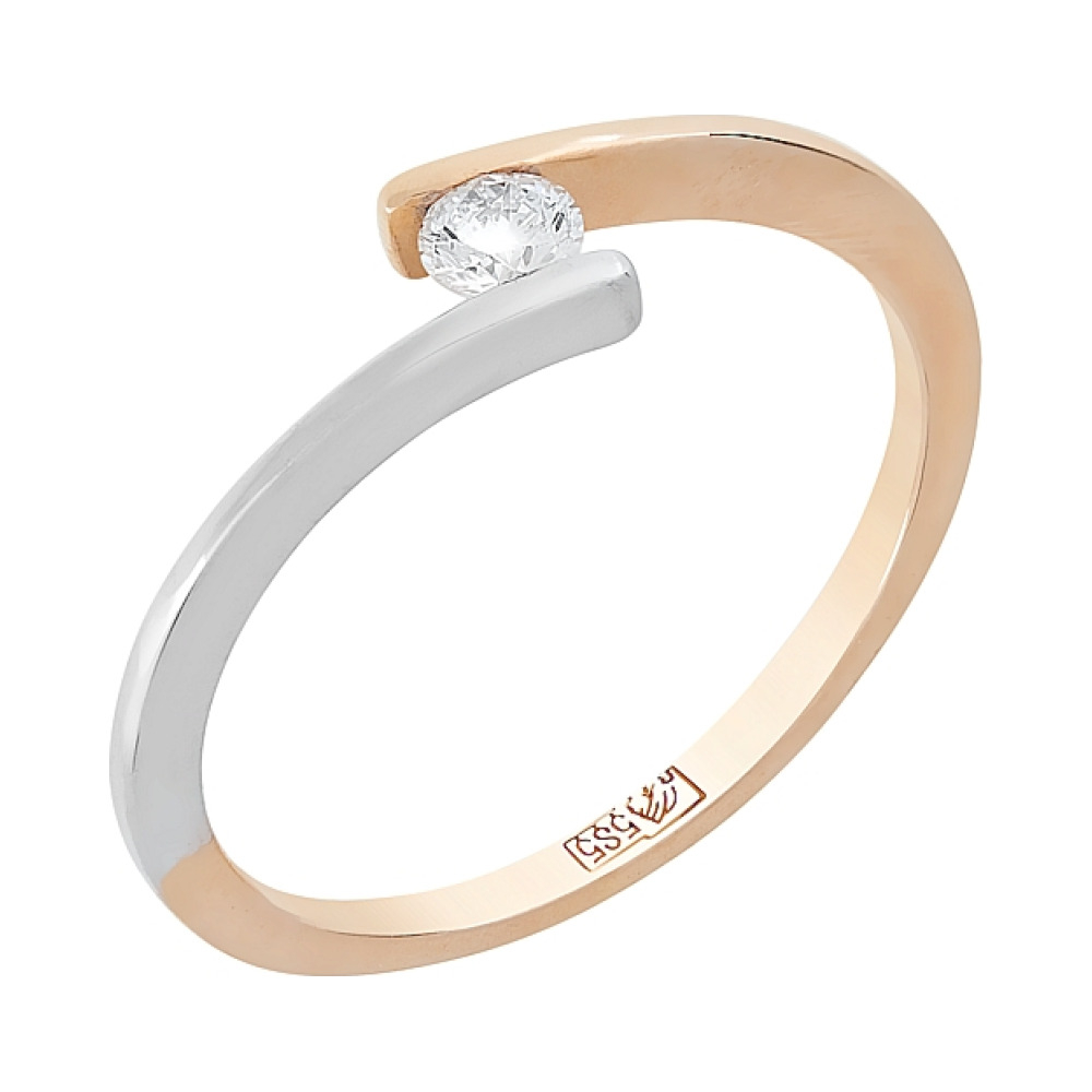 Золотое кольцо с бриллиантом № 118489