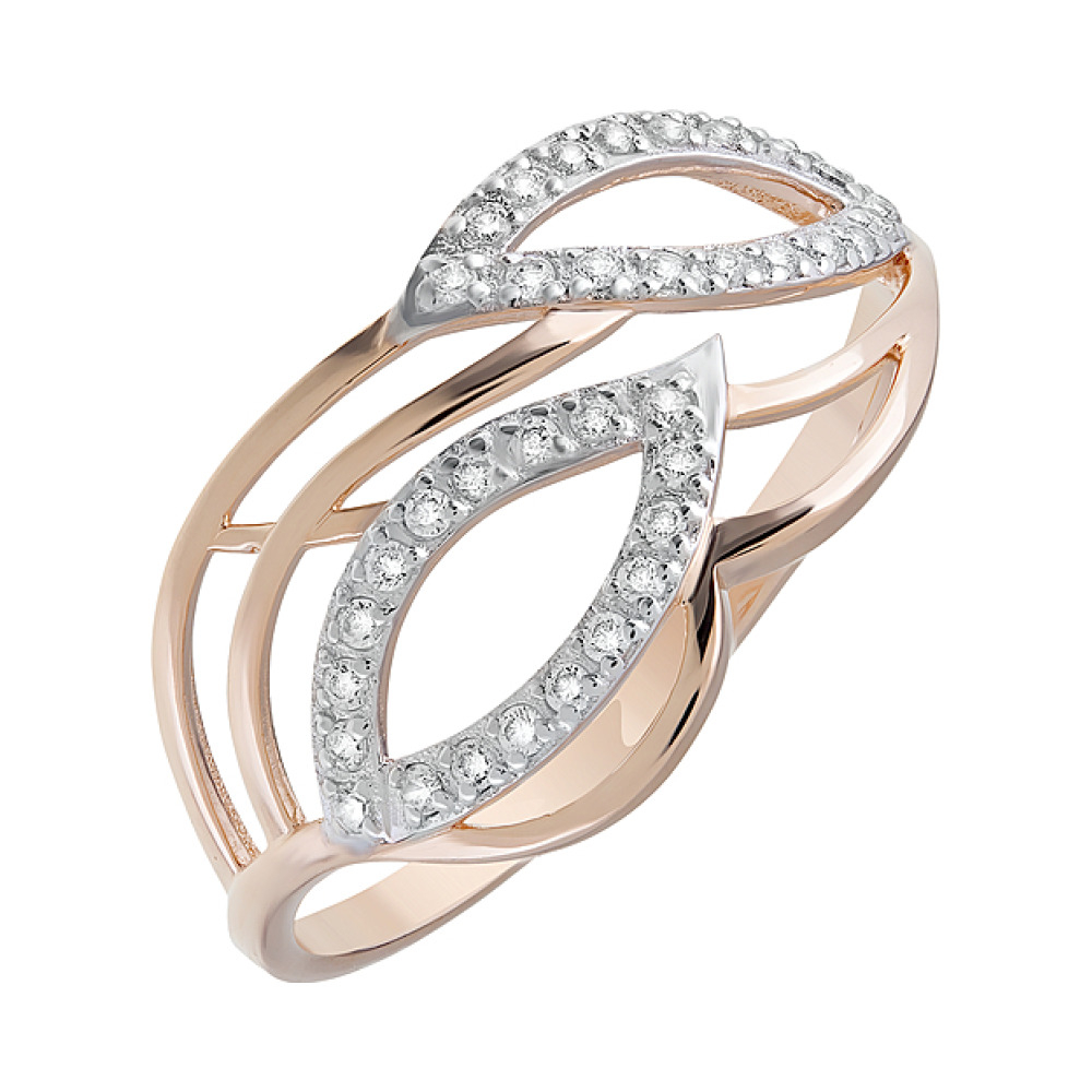 Золотое кольцо с фианитами № 126392