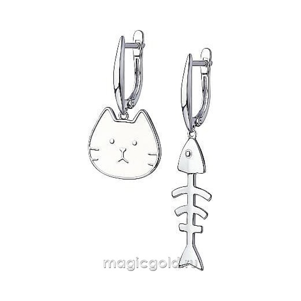 Серебряные серьги с эмалью № 174180