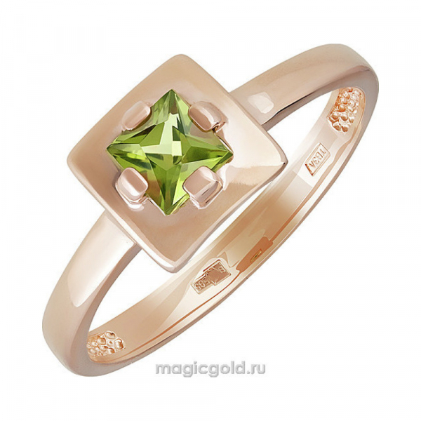 Золотое кольцо с хризолитом № 139767