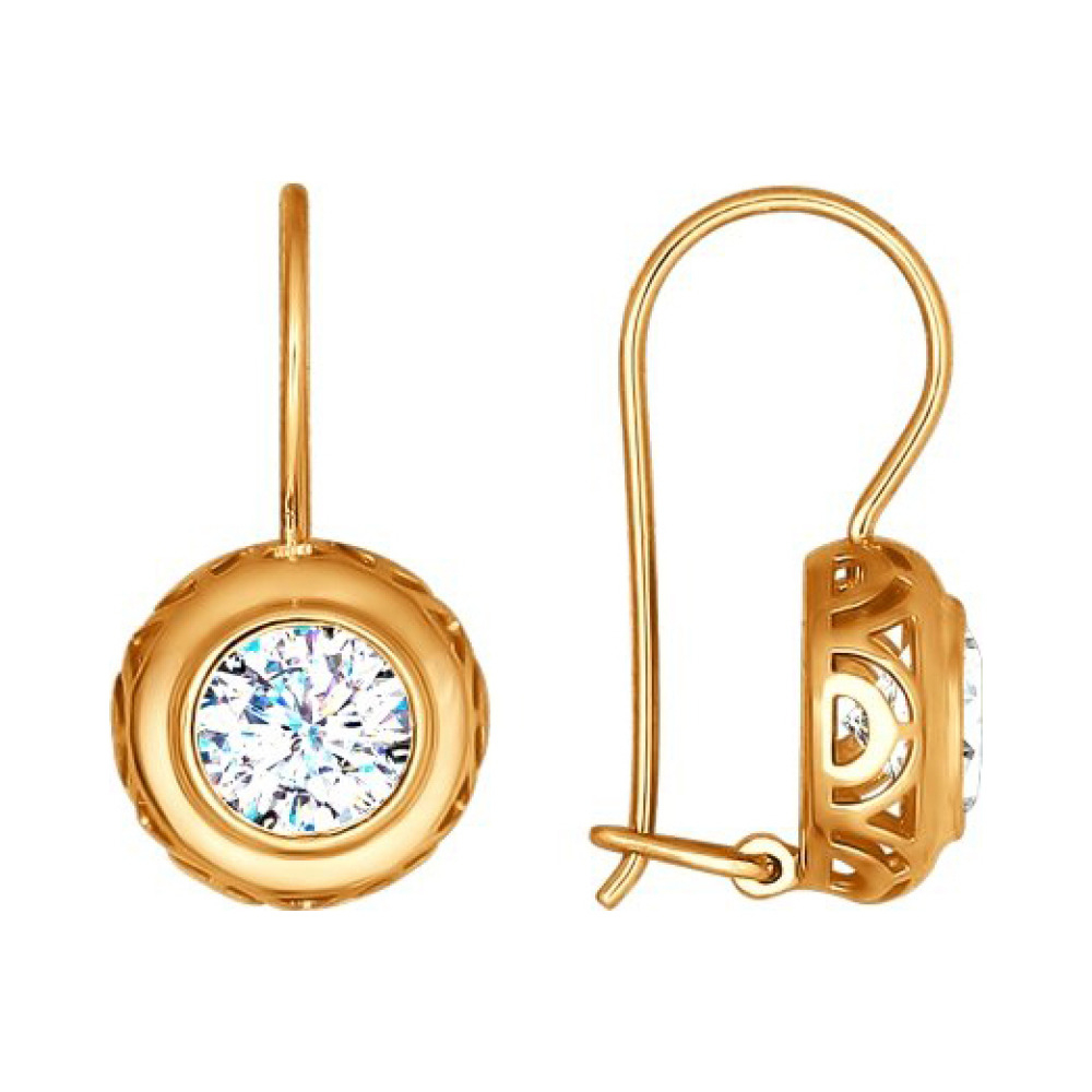 Золотые серьги с фианитом № 155660