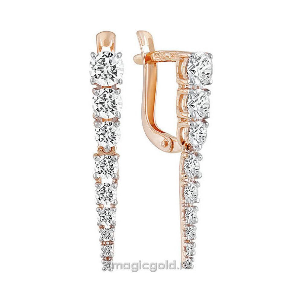 Золотые серьги с фианитом № 140446