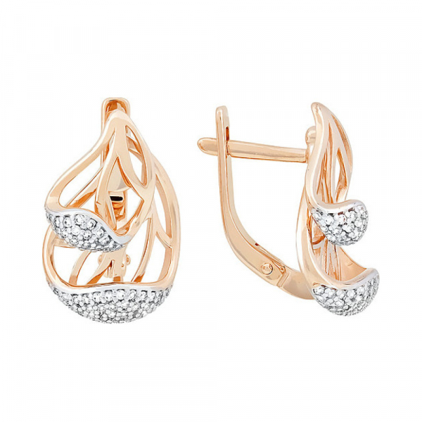 Золотые серьги с фианитом № 118028