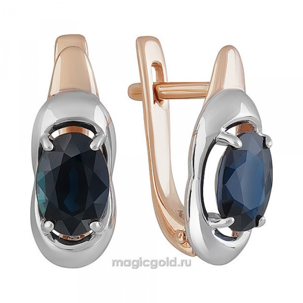 Золотые серьги с сапфиром № 140259