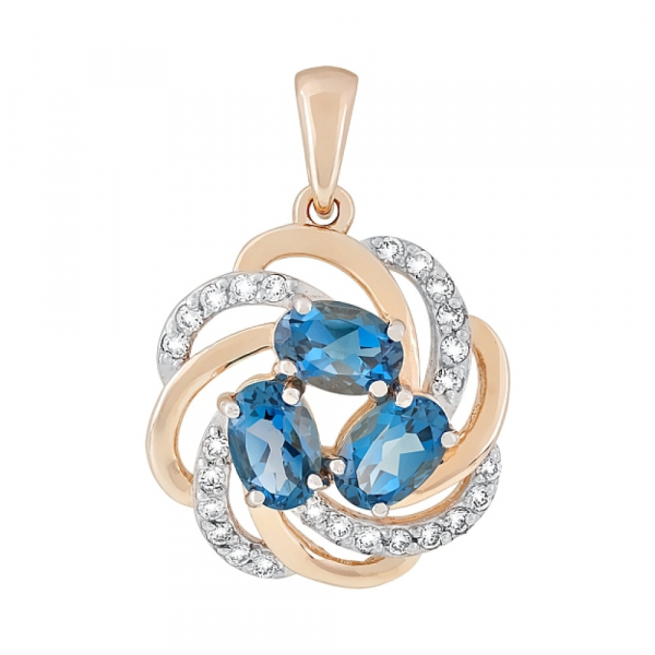 Золотая подвеска с топазом и фианитом № 117745