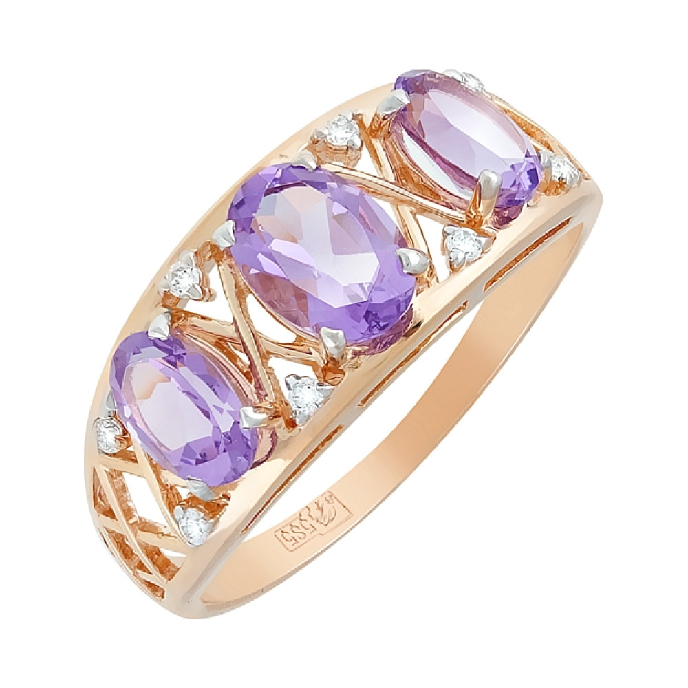 Золотое кольцо с бриллиантом № 109051