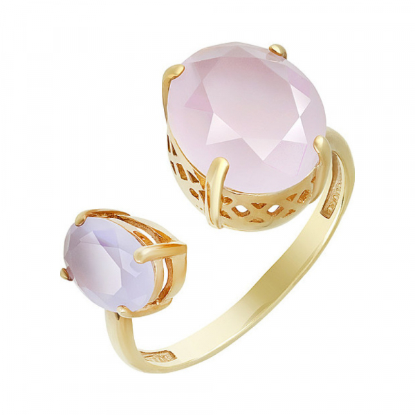 Серебряное кольцо с алпанитом и золотым покрытием № 132382