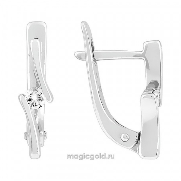 Золотые серьги с бриллиантом № 116812