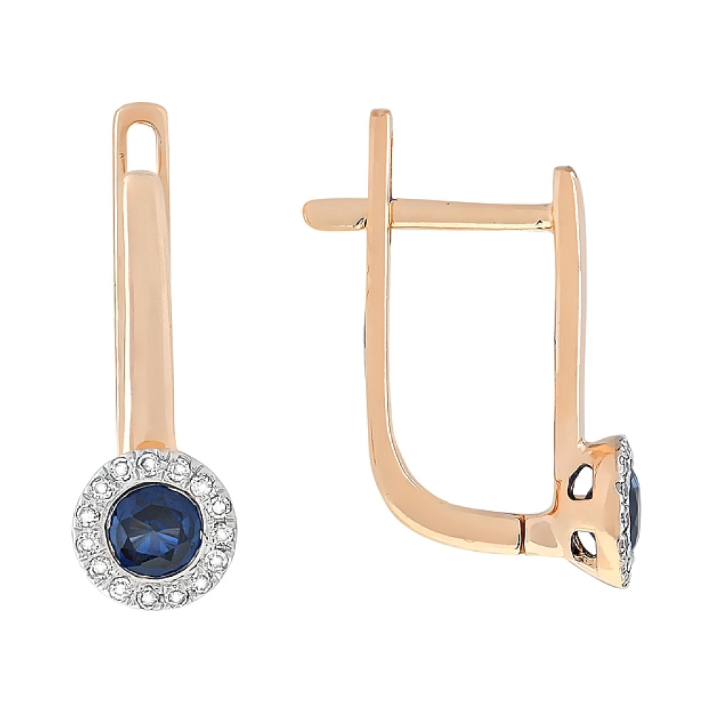 Серьги с бриллиантами и сапфиром № 112840