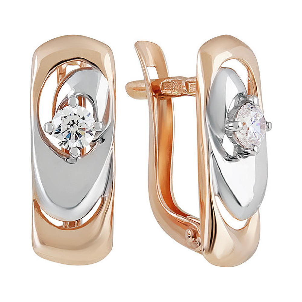 Золотые серьги с фианитом № 136949