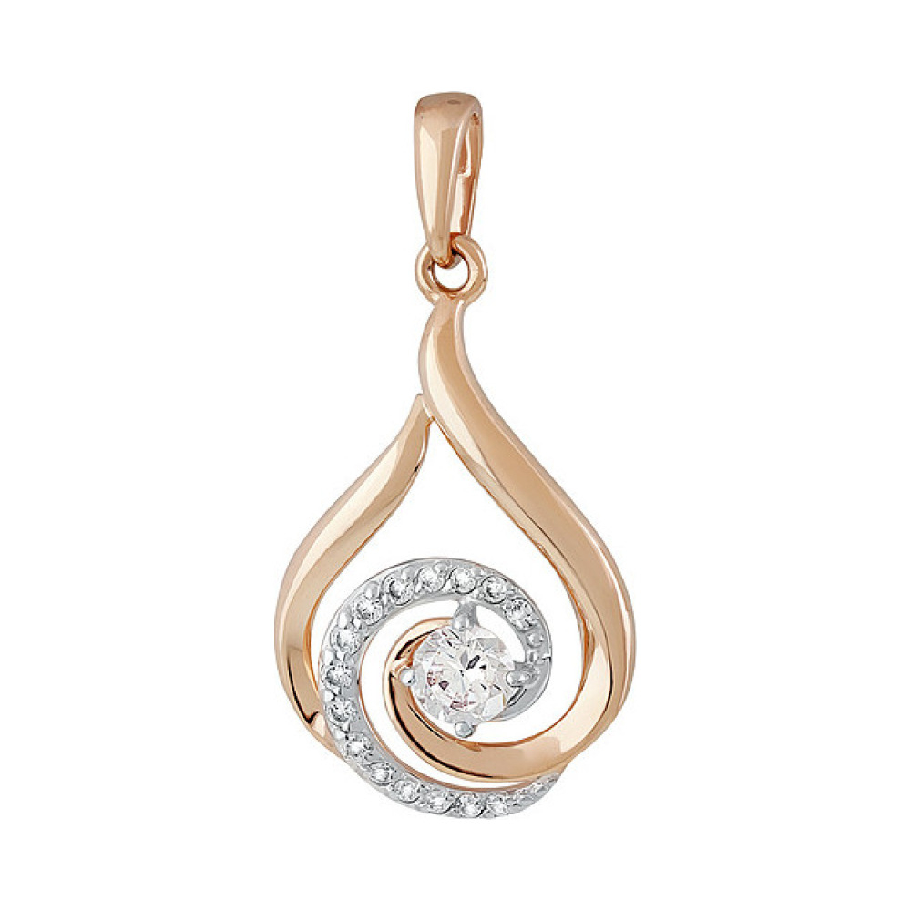 Золотая подвеска с фианитом № 136962