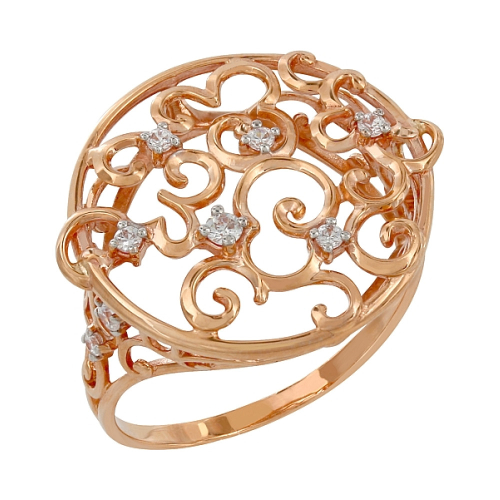 Золотое кольцо с фианитами № 106961