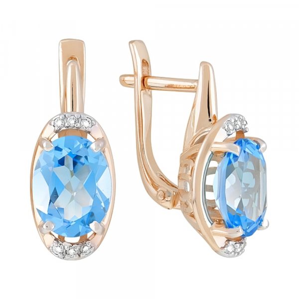 Золотые серьги с топазом и фианитом № 120308