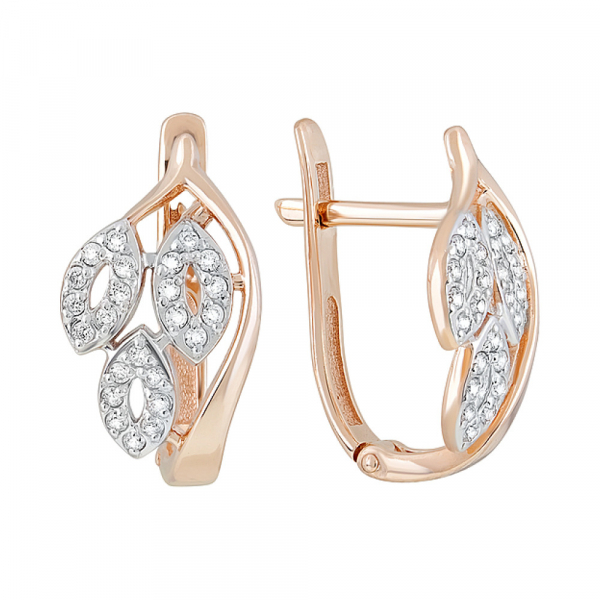 Золотые серьги с фианитами № 123841